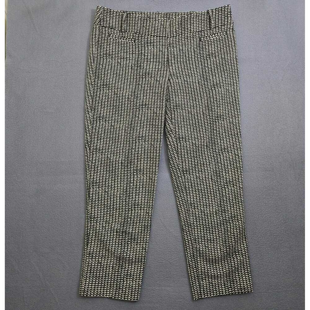 Ann Taylor LOFT Women 4 Black Mid Rise Herringbone Cropped Marisa Pants